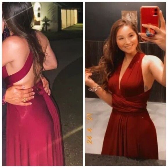 Lulus Tricks of the Trade Burgundy Convertible Maxi Dress Size Small - Picture 7 of 13